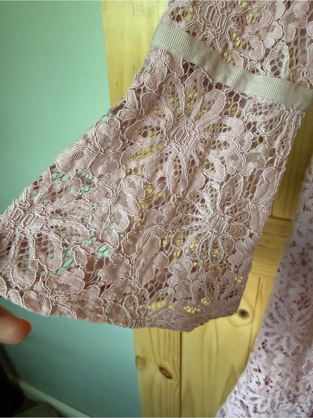 Nanette Lepore Pink Lace Bell-Sleeve Mini Dress - Picture 12 of 12